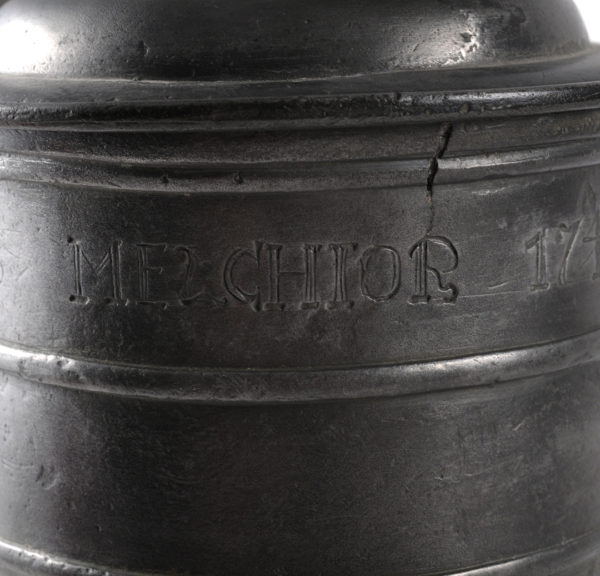 A pewter cylinder jug from Austria